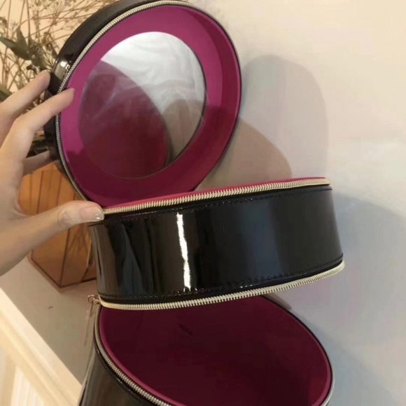 SOLD Lacome Black Pink Large Makeup Case Cosmetic - Picture 2 of 2